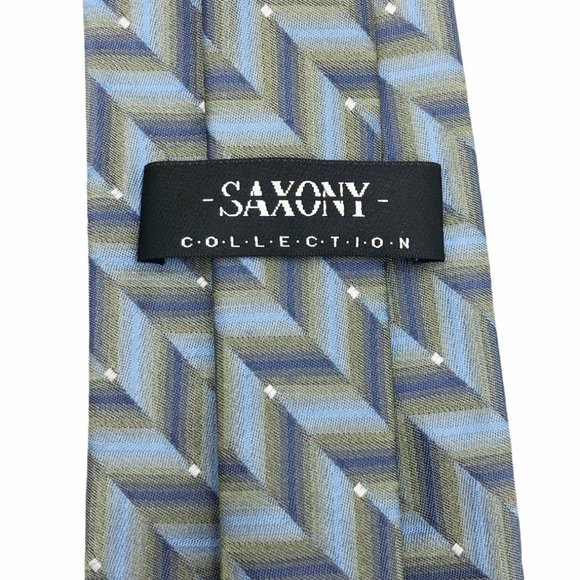 Saxony Collection | Geometric Print 100% Silk Tie - Picture 2 of 4